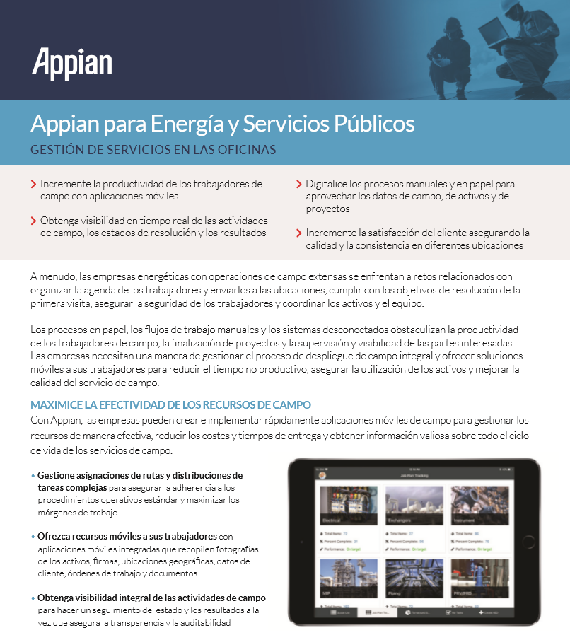 Appian para Energía y Servicios Públicos: Gestión de servicios en las oficinas