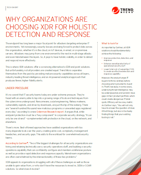 Por qué las organizaciones puedes elegir XDR para la respuesta y la detección holística