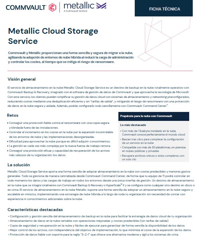 Metallic Cloud Storage Service