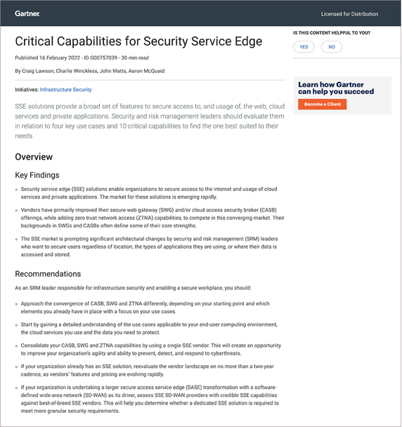 Capacidades críticas para Security Service Edge