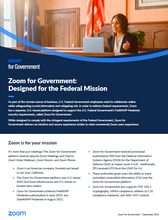 Zoom for Government: Diseñado para la Misión Federal