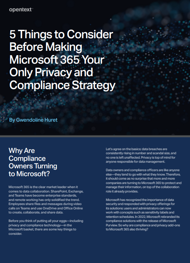 5 aspectos a tener en cuenta antes de convertir Microsoft 365 en su única estrategia de privacidad y cumplimiento normativo