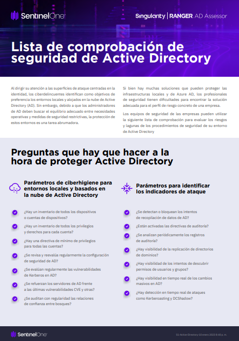 Lista de comprobación de seguridad de Active Directory